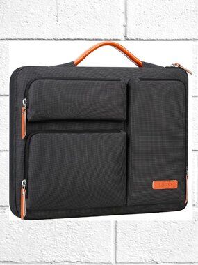 NWT! Laptop Carrying Case w/Plush Lining, Accessory Pockets, Faux Leather Handle